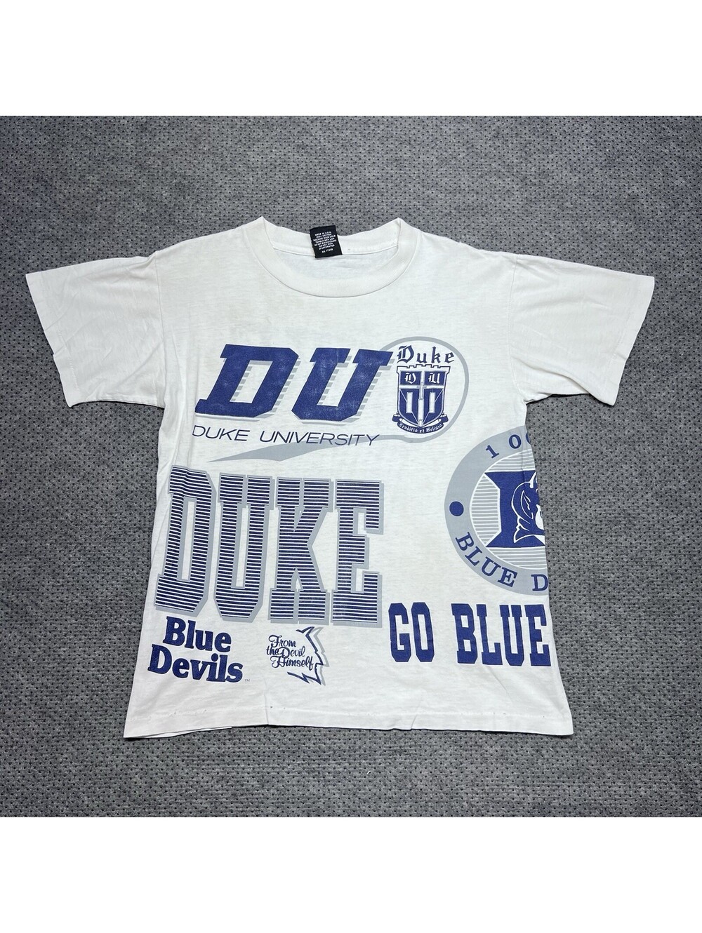 Vintage 90S University Of Duke Blue Devils Basketball T-Shirt Medium RARE MENS